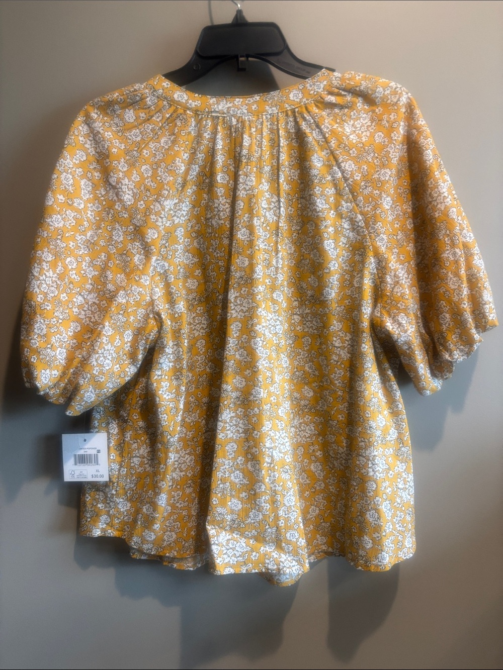 Falls Creek Yellow Floral Puff-Sleeve Blouse - Picture 5 of 5